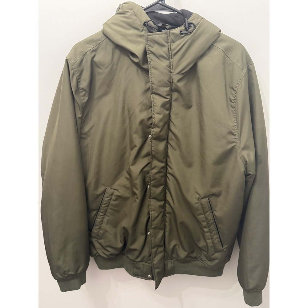 H&M Divided Olive Green Hooded Bomber Jacket Padded Windbreaker Mens Size L
